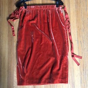 Burnt Orange Velvet midi skirt